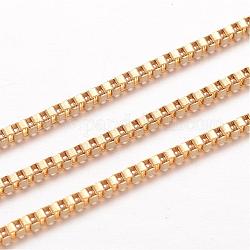 Ion Plating(IP) 304 Stainless Steel Box Chains, Unwelded, for Jewelry Making, Golden, 2x2x1.5mm