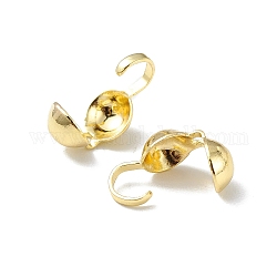 Brass Bead Tips, Calotte Ends, Clamshell Knot Cover, Round Shape, Real 14K Gold Plated, 10x5mm, Hole: 0.9mm, Inner Diameter: 4.5mm, 20pcs/bag