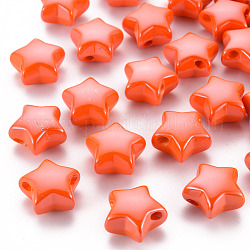 Opake Legierung Perlen, perlig, Stern, orange rot, 20.5x21x12.5 mm, Bohrung: 3.5 mm