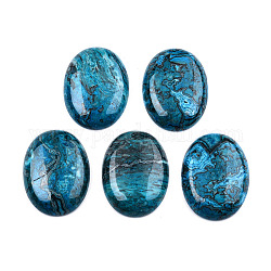 Cabochons naturels à jaspe ondulé, teinte, ovale, bleu ciel, 40~41x30~30.5x6~7mm