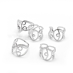 Полые кольца из латуни, настройки филигранного кольца, манжеты кольца, изготовление открытых колец, регулируемый, платина, 17 мм