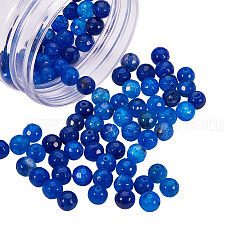 Perlen natürliche Achatperlen, facettiert, gefärbt und erhitzt, Runde, mit Kunststoffbehältern, 8 mm, Bohrung: 1 mm