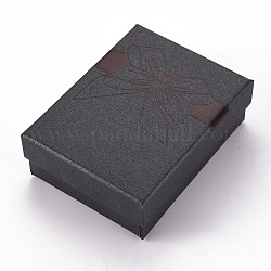 Cajas de collares o pulseras de cartón, con la esponja en el interior, Rectángulo, bowknot patrón, gris, 9.1x6.9x3.15 cm