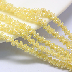 Cordons de perles de semences, avec des câblés en polyester, 6 pli, trou rond, champagne jaune, 6mm, environ 32.8 yards (30m)/paquet