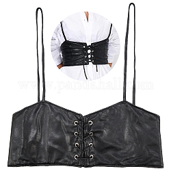 Wadorn 1pc harnais de ceinture en cuir pu, gothique sous la poitrine, corset de style punk pour femme, noir, 31-7/8 pouce (81 cm)