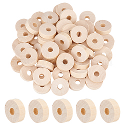 Необработанные деревянные диски, плоский круглый деревянный вырез, цвет пшеницы, 3.3~3.4x1 см, отверстие : 6.5 мм