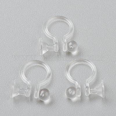Plastic Clip-on Earring Findings, for Non-pierced Ears, Clear