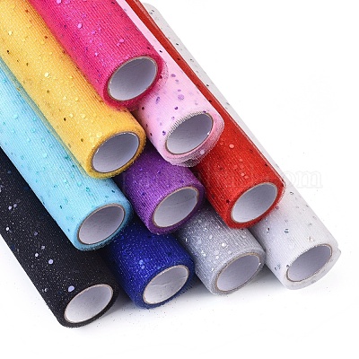 Glitter Sequin Deco Mesh Ribbons, Tulle Fabric, Tulle Roll Spool Fabric For  Skirt Making, Mixed Color, 11 inch(28cm), about 5yards/roll(4.572m/roll)
