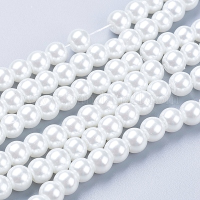 Wholesale White Glass Pearl Round Loose Beads For Jewelry Necklace Craft  Making 
