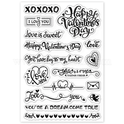 Blessing Greeting Sentences Words Clear Stamps for Card Making Decoration DIY Scrapbooking, Words Ribbon Transparent Rubber Seal Stamps for Photo Card