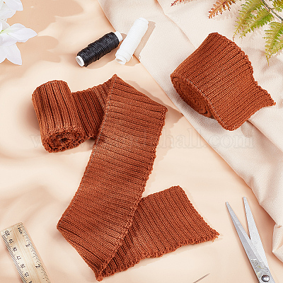 95% Cotton & 5% Elastic Fiber Ribbing Fabric for Cuffs, Waistbands Neckline  Collar Trim, Knitted Hem, Thickened Quilting Cloth, Saddle Brown