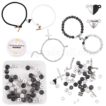 Fermoir magnétique coeur et rond couple bracelets kits de fabrication de bricolage DIY-SZ0006-27-1