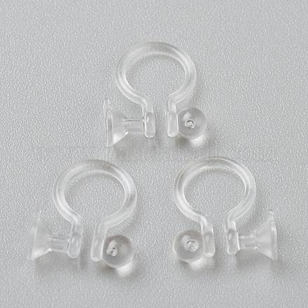 プラスチック製クリップ式イヤリングパーツ  穴開けないイヤリング  透明  12.5x9x1.2mm  穴：0.9mm  2.3mmのラインストーンに適する KY-P001-11A-1