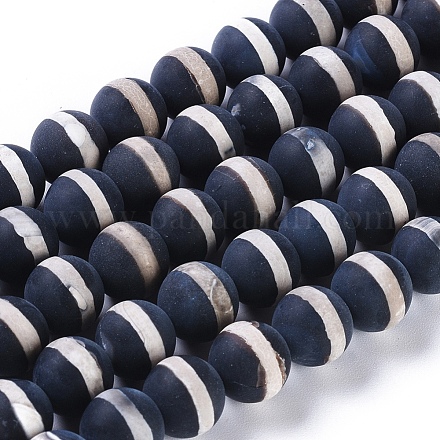 Fili di perline dzi con motivo a strisce in stile tibetano in agata naturale smerigliata X-TDZI-O005-01-10mm-A-1