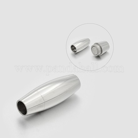 Oval 304 Stainless Steel Magnetic Clasps STAS-N061-15-1