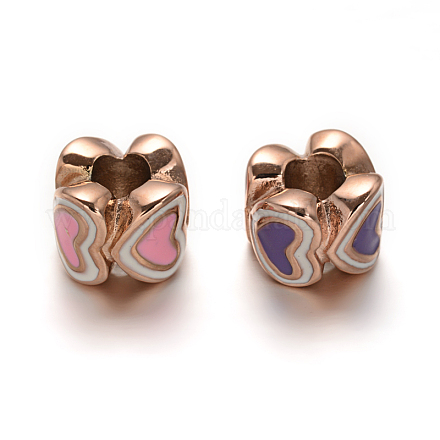Rose Gold Plated 304 Stainless Steel Enamel European Beads OPDL-L008-RG-1