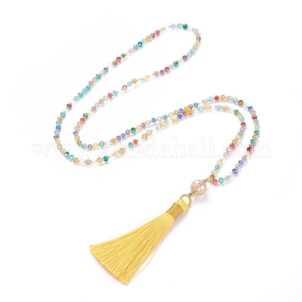 (заводская распродажа ювелирных вечеринок) ожерелья с подвесками из полиэстера с кисточками NJEW-JN02621-02-1