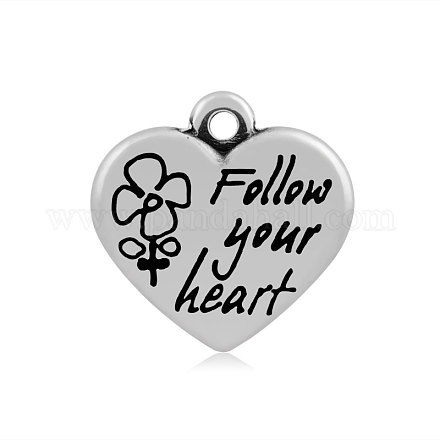 Coeur avec le mot suivre votre coeur 316 pendentifs en acier inoxydable STAS-I061-146-1