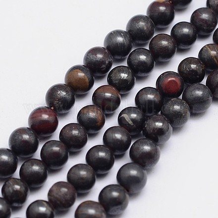 Round Natural Tiger Iron Bead Strands G-L419-90-1