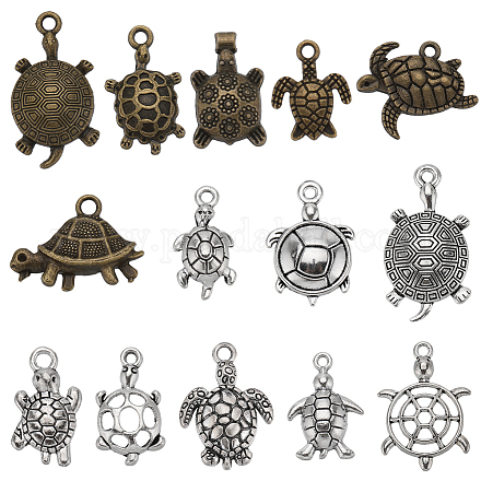 Sunnyclue pendenti in lega di stile tibetano con tartaruga marina PALLOY-SC0004-21-1