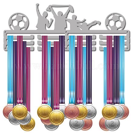 CREATCABIN Football Medal Holder Sport Soccer Player Medals Display Stand Wall Mount Hanger Decor Black Sturdy Medal Holders for Olympic Games Runners Home Badge Storage 3 Rows Hanging Over 60 Medals ODIS-WH0023-058-1
