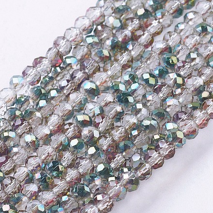 Perles de verre plaquées rondelle à facettes semi-plaquées X-EGLA-D020-3x2mm-15-1