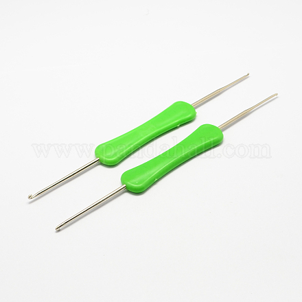 プラスチック製のハンドル鉄かぎ針編みのフック針  ライム  ピン：3.0~4.0mm  160x17x5mm TOOL-R038C-03-1
