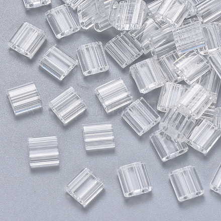 Perles de rocaille en verre transparent à 2 trou X-SEED-S031-L-001-1