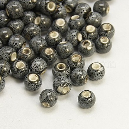 Perles de porcelaine émaillée vieilli fantaisie PORC-M838-8mm-1