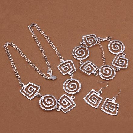 Silver Plated Brass Party Jewelry Sets SJEW-BB11323-02-1