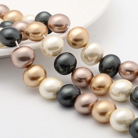 Round Shell Pearl Bead Strands BSHE-M008-03C-1