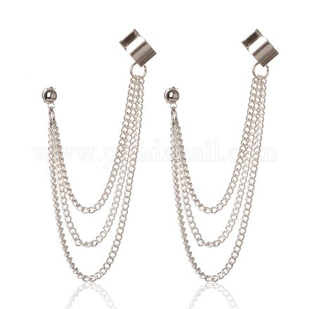 Elegantes pendientes trenzados de hierro con cadenas EJEW-PJE743-1