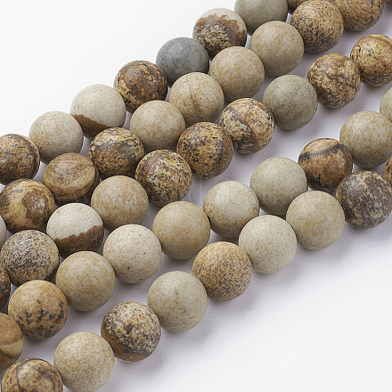 Chapelets de perle en jaspe avec images naturelles G-G735-16-10mm-1