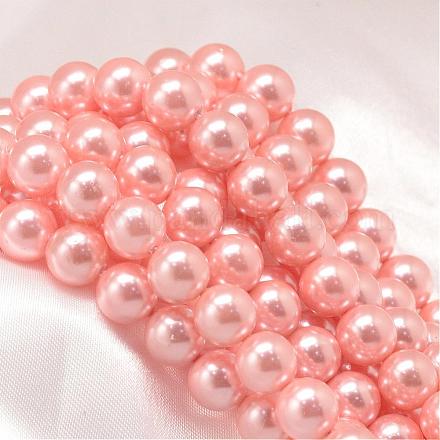 Round Shell Pearl Bead Strands BSHE-L011-8mm-A012-1