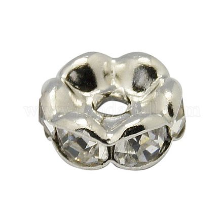 Brass Rhinestone Spacer Beads X-RB-A014-L6mm-01P-1