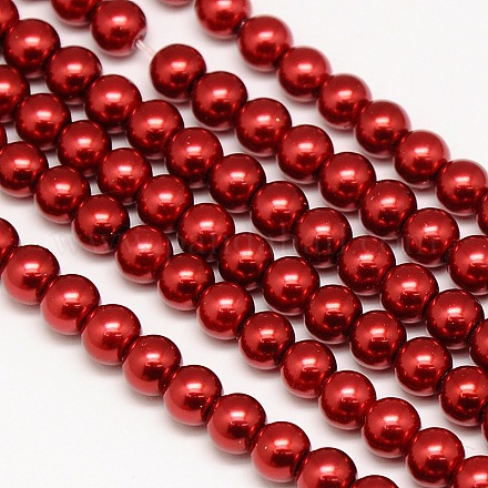 Eco-Friendly Dyed Glass Pearl Round Beads Strands HY-A002-6mm-RB038-1