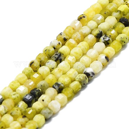 Brins de perles turquoise jaune naturel (jaspe) G-P457-B01-47-1