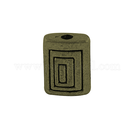 Tibetan Style Rectangle Carved Alloy Beads TIBEB-5445-AB-FF-1