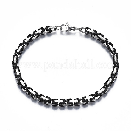 Ion Plating(IP) Two Tone 201 Stainless Steel Byzantine Chain Bracelet for Men Women BJEW-S057-95A-1