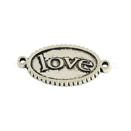 Tibetan Style Carved Word Love Alloy Oval Links connectors TIBE-Q039-004AS-LF-1