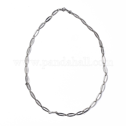 304 Stainless Steel Oval Link Chain Necklace for Men Women NJEW-P272-01P-1