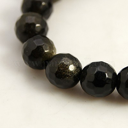 Chapelets de perles en obsidienne dorée naturelle G-D136-6mm-10-1
