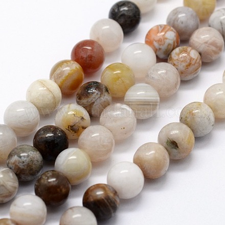 Chapelets de perles en agate de feuille de bambou naturelle G-I199-13-4mm-1
