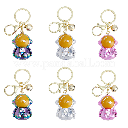 DICOSMETIC 6Pcs 3 Colors Cute Astronaut Key Ring Acrylic Spaceman Keychain With Sonance Bell Keyring Suitable For Key Loss Prevention Bag Ornament Key Hanging Decoration KEYC-DC0001-10-1