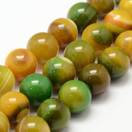 Chapelets de perles en agate rayée naturelle/agate à bandes X-G-K155-A-12mm-08-1