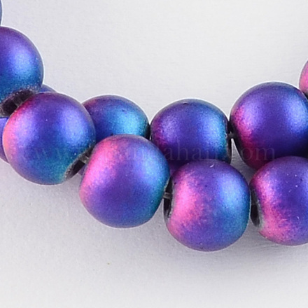 Frosted Baking Painted Glass Bead Strands X-DGLA-R039-10mm-05-1