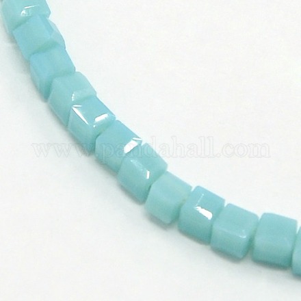 Opaque Solid Color Crystal Glass Faceted Cube Beads Strands GLAA-F024-A04-1