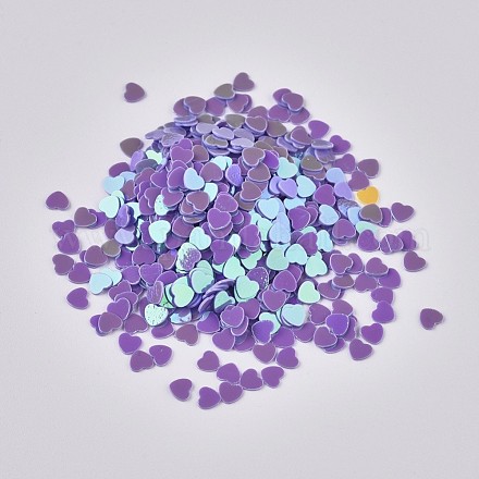 オーナメントアクセサリープラスチック製スパンコール/スパンコールビーズ  穴なし/ドリルなしビーズ  ハート  紫色のメディア  2.7x3x0.3ミリメートル 約173075個/ポンド PVC-F002-A03-1