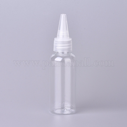50ml詰め替え用ペットプラスチックスクイズボトル  スクリューキャップと液体用蓋付き  透明  11.9x3.2cm  容量：50ml（1.69液量オンス）。 AJEW-TAC0019-31-1