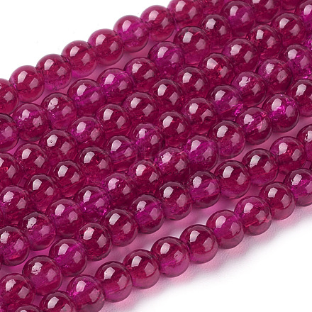 Chapelets de perles en verre craquelé peints à la bombe CCG-Q002-4mm-08-1
